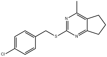 2-[(4-CHLOROBENZYL)SULFANYL]-4-METHYL-6,7-DIHYDRO-5H-CYCLOPENTA[D]PYRIMIDINE Struktur