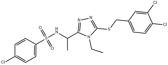 4-CHLORO-N-(1-(5-[(3,4-DICHLOROBENZYL)SULFANYL]-4-ETHYL-4H-1,2,4-TRIAZOL-3-YL)ETHYL)BENZENESULFONAMIDE Struktur