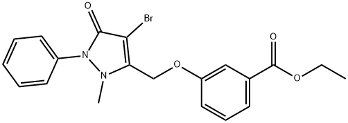 ETHYL 3-((4-BROMO-2-METHYL-5-OXO-1-PHENYL-3-PYRAZOLIN-3-YL)METHOXY)BENZOATE Struktur