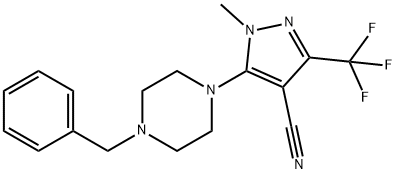 5-(4-BENZYLPIPERAZINO)-1-METHYL-3-(TRIFLUOROMETHYL)-1H-PYRAZOLE-4-CARBONITRILE Struktur