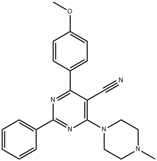 4-(4-METHOXYPHENYL)-6-(4-METHYLPIPERAZINO)-2-PHENYL-5-PYRIMIDINECARBONITRILE Struktur