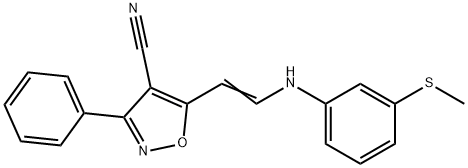 5-(2-[3-(METHYLSULFANYL)ANILINO]VINYL)-3-PHENYL-4-ISOXAZOLECARBONITRILE Struktur