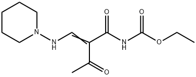 ETHYL N-[2-ACETYL-3-(PIPERIDINOAMINO)ACRYLOYL]CARBAMATE Struktur