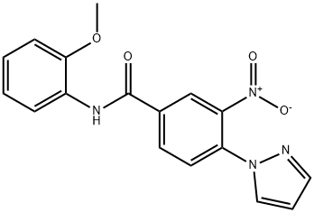 N-(2-METHOXYPHENYL)-3-NITRO-4-(1H-PYRAZOL-1-YL)BENZENECARBOXAMIDE Struktur