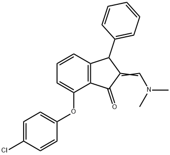 7-(4-CHLOROPHENOXY)-2-[(DIMETHYLAMINO)METHYLENE]-3-PHENYL-1-INDANONE Struktur