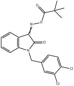 1-(3,4-DICHLOROBENZYL)-3-([(2,2-DIMETHYLPROPANOYL)OXY]IMINO)-1,3-DIHYDRO-2H-INDOL-2-ONE Struktur