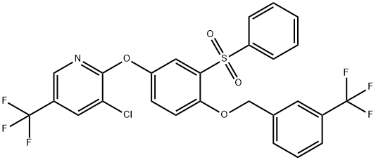 3-CHLORO-2-(3-(PHENYLSULFONYL)-4-([3-(TRIFLUOROMETHYL)BENZYL]OXY)PHENOXY)-5-(TRIFLUOROMETHYL)PYRIDINE Struktur