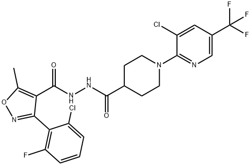 3-(2-CHLORO-6-FLUOROPHENYL)-N'-((1-[3-CHLORO-5-(TRIFLUOROMETHYL)-2-PYRIDINYL]-4-PIPERIDINYL)CARBONYL)-5-METHYL-4-ISOXAZOLECARBOHYDRAZIDE Struktur