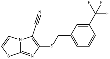 6-([3-(TRIFLUOROMETHYL)BENZYL]SULFANYL)IMIDAZO[2,1-B][1,3]THIAZOLE-5-CARBONITRILE Struktur