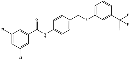 3,5-DICHLORO-N-[4-(([3-(TRIFLUOROMETHYL)PHENYL]SULFANYL)METHYL)PHENYL]BENZENECARBOXAMIDE Struktur