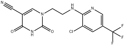 1-(2-([3-CHLORO-5-(TRIFLUOROMETHYL)-2-PYRIDINYL]AMINO)ETHYL)-2,4-DIOXO-1,2,3,4-TETRAHYDRO-5-PYRIMIDINECARBONITRILE Struktur