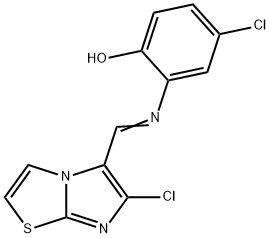 4-CHLORO-2-([(6-CHLOROIMIDAZO[2,1-B][1,3]THIAZOL-5-YL)METHYLENE]AMINO)BENZENOL Struktur