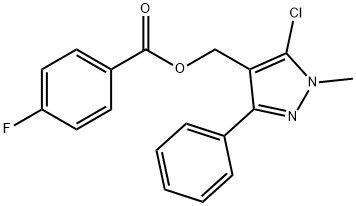 (5-CHLORO-1-METHYL-3-PHENYL-1H-PYRAZOL-4-YL)METHYL 4-FLUOROBENZENECARBOXYLATE Struktur