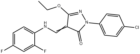 2-(4-CHLOROPHENYL)-4-[(2,4-DIFLUOROANILINO)METHYLENE]-5-ETHOXY-2,4-DIHYDRO-3H-PYRAZOL-3-ONE Struktur