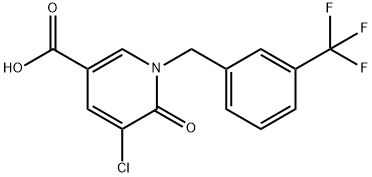 5-CHLORO-6-OXO-1-[3-(TRIFLUOROMETHYL)BENZYL]-1,6-DIHYDRO-3-PYRIDINECARBOXYLIC ACID Struktur