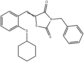 3-BENZYL-5-([2-(CYCLOHEXYLSULFANYL)PHENYL]METHYLENE)-2-THIOXO-1,3-THIAZOLAN-4-ONE Struktur