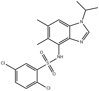 2,5-DICHLORO-N-(1-ISOPROPYL-5,6-DIMETHYL-1H-1,3-BENZIMIDAZOL-4-YL)BENZENESULFONAMIDE Struktur