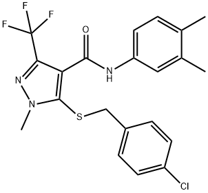 5-[(4-CHLOROBENZYL)SULFANYL]-N-(3,4-DIMETHYLPHENYL)-1-METHYL-3-(TRIFLUOROMETHYL)-1H-PYRAZOLE-4-CARBOXAMIDE Struktur