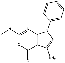 3-AMINO-6-(DIMETHYLAMINO)-1-PHENYLPYRAZOLO[3,4-D][1,3]OXAZIN-4(1H)-ONE Struktur