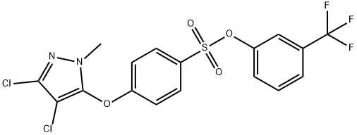 3-(TRIFLUOROMETHYL)PHENYL 4-[(3,4-DICHLORO-1-METHYL-1H-PYRAZOL-5-YL)OXY]BENZENESULFONATE Struktur