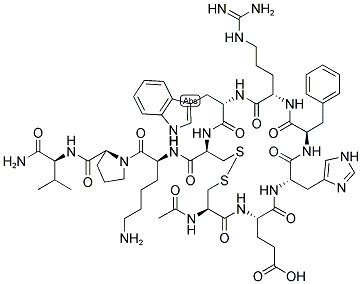 AC-CYS-GLU-HIS-D-PHE-ARG-TRP-CYS-LYS-PRO-VAL-NH2, CYS4,10, CYCLIC Struktur