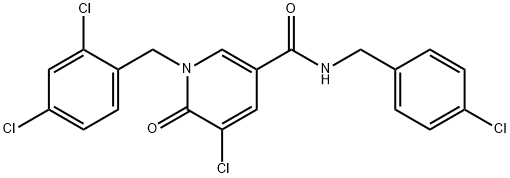 5-CHLORO-N-(4-CHLOROBENZYL)-1-(2,4-DICHLOROBENZYL)-6-OXO-1,6-DIHYDRO-3-PYRIDINECARBOXAMIDE Struktur