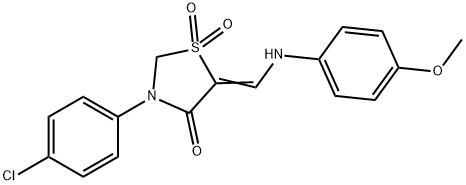 3-(4-CHLOROPHENYL)-5-[(4-METHOXYANILINO)METHYLENE]-1LAMBDA6,3-THIAZOLANE-1,1,4-TRIONE Struktur