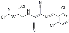 2-[(2,6-DICHLOROBENZYLIDENE)AMINO]-3-([(2,4-DICHLORO-1,3-THIAZOL-5-YL)METHYL]AMINO)BUT-2-ENEDINITRILE Struktur