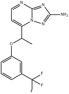 7-[1-[3-(TRIFLUOROMETHYL)PHENOXY]ETHYL][1,2,4]TRIAZOLO[1,5-A]PYRIMIDIN-2-AMINE Struktur