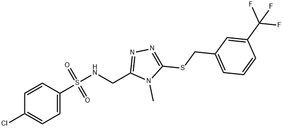 4-CHLORO-N-[(4-METHYL-5-([3-(TRIFLUOROMETHYL)BENZYL]SULFANYL)-4H-1,2,4-TRIAZOL-3-YL)METHYL]BENZENESULFONAMIDE Struktur