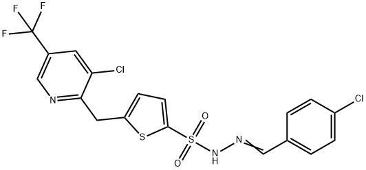 N'-[(4-CHLOROPHENYL)METHYLENE]-5-([3-CHLORO-5-(TRIFLUOROMETHYL)-2-PYRIDINYL]METHYL)-2-THIOPHENESULFONOHYDRAZIDE Struktur