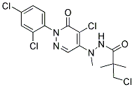 N'1-[5-CHLORO-1-(2,4-DICHLOROPHENYL)-6-OXO-1,6-DIHYDROPYRIDAZIN-4-YL]-N'1,2,2-TRIMETHYL-3-CHLOROPROPANOHYDRAZIDE Struktur