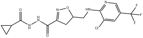 5-(([3-CHLORO-5-(TRIFLUOROMETHYL)-2-PYRIDINYL]AMINO)METHYL)-N'-(CYCLOPROPYLCARBONYL)-4,5-DIHYDRO-3-ISOXAZOLECARBOHYDRAZIDE Struktur