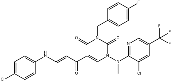 5-[3-(4-CHLOROANILINO)ACRYLOYL]-1-[[3-CHLORO-5-(TRIFLUOROMETHYL)-2-PYRIDINYL](METHYL)AMINO]-3-(4-FLUOROBENZYL)-2,4(1H,3H)-PYRIMIDINEDIONE Struktur