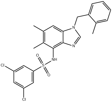 3,5-DICHLORO-N-[5,6-DIMETHYL-1-(2-METHYLBENZYL)-1H-1,3-BENZIMIDAZOL-4-YL]BENZENESULFONAMIDE Struktur