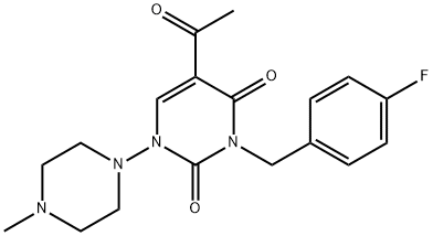 5-ACETYL-3-(4-FLUOROBENZYL)-1-(4-METHYLPIPERAZINO)-2,4(1H,3H)-PYRIMIDINEDIONE Struktur