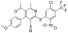 5-ACETYL-2-([5-CHLORO-2-NITRO-4-(TRIFLUOROMETHYL)PHENYL]THIO)-4-(4-METHOXYPHENYL)-6-METHYLNICOTINONITRILE Struktur