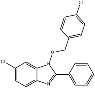 6-CHLORO-1-[(4-CHLOROBENZYL)OXY]-2-PHENYL-1H-1,3-BENZIMIDAZOLE Struktur