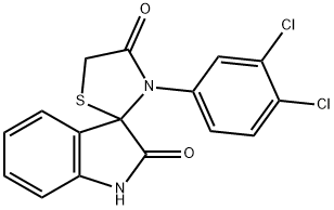 3'-(3,4-DICHLOROPHENYL)SPIRO-(2,3-DIHYDRO-1H-INDOLE-3,2'-THIAZOLIDINE)-2,4'-DIONE Struktur