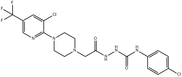 N-(4-CHLOROPHENYL)-2-(2-(4-[3-CHLORO-5-(TRIFLUOROMETHYL)-2-PYRIDINYL]PIPERAZINO)ACETYL)-1-HYDRAZINECARBOXAMIDE Struktur