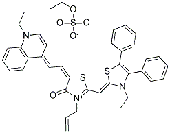 2-((3-ETHYL-4,5-DIPHENYL-2(3H)-THIAZOLIDENE)METHYL)-5-(2-(1-ETHYL-4(1H)-QUINOLINIDENE)ETHYLIDENE)-4-OXO-3-(2-PROPENYL)-THIAZOLIUM, ETHYLSULFATE Struktur