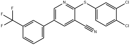 2-[(3,4-DICHLOROPHENYL)SULFANYL]-5-[3-(TRIFLUOROMETHYL)PHENYL]NICOTINONITRILE Struktur