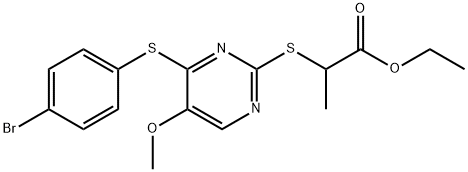 ETHYL 2-((4-[(4-BROMOPHENYL)SULFANYL]-5-METHOXY-2-PYRIMIDINYL)SULFANYL)PROPANOATE Struktur