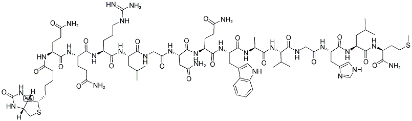 BIOTIN-GLN-ARG-LEU-GLY-ASN-GLN-TRP-ALA-VAL-GLY-HIS-LEU-MET-NH2 Struktur