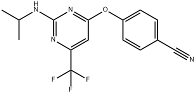 4-([2-(ISOPROPYLAMINO)-6-(TRIFLUOROMETHYL)-4-PYRIMIDINYL]OXY)BENZENECARBONITRILE Struktur