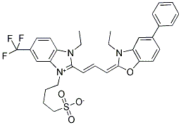 1-ETHYL-3-(4-SULFOBUTYL)-5-TRIFLUOROMETHYL-2-[(3-ETHYL-5-PHENYL-2-BENZOXAZOLINYLIDENE)-1-PROPENYL] BENZIMIDAZOLIUM HYDROXIDE, INNER SALT Struktur