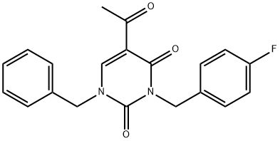 5-ACETYL-1-BENZYL-3-(4-FLUOROBENZYL)-2,4(1H,3H)-PYRIMIDINEDIONE Struktur