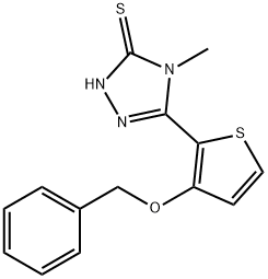 5-[3-(BENZYLOXY)-2-THIENYL]-4-METHYL-4H-1,2,4-TRIAZOL-3-YLHYDROSULFIDE Struktur