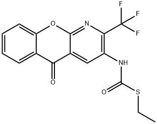 S-ETHYL N-[5-OXO-2-(TRIFLUOROMETHYL)-5H-CHROMENO[2,3-B]PYRIDIN-3-YL]CARBAMOTHIOATE Struktur