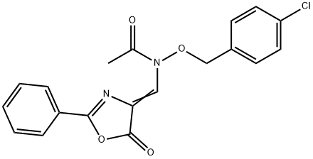 N-[(4-CHLOROBENZYL)OXY]-N-([5-OXO-2-PHENYL-1,3-OXAZOL-4(5H)-YLIDEN]METHYL)ACETAMIDE Struktur